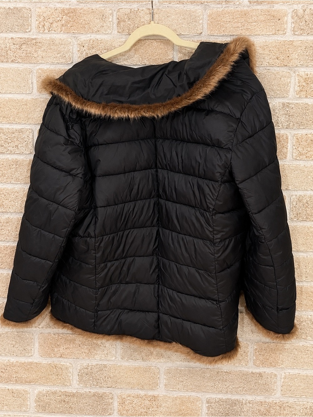 Dennis Basso 2X Black Quilted Puffer Jacket Faux Mink Trim Plus Size NWOT - Picture 3 of 7